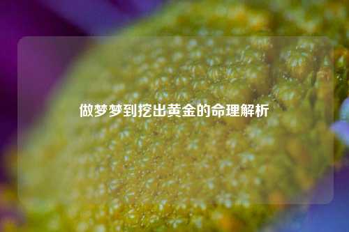 做梦梦到挖出黄金的命理解析