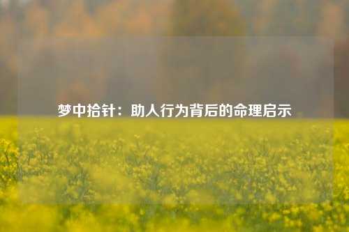 梦中拾针：助人行为背后的命理启示
